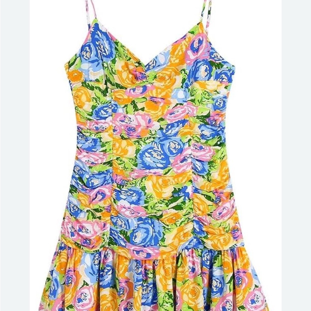 Zara Multicolor Floral Mini Sundress Dress